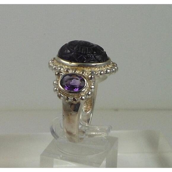 Handcrafted Sterling Silver Ring Vintage Purple Amethyst Chalcedony Size 8  OOAK - Picture 8 of 9